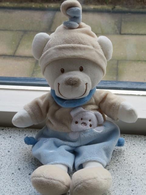 Beer merk Nicotoy velours met blauwe broek, Kinderen en Baby's, Speelgoed | Knuffels en Pluche, Ophalen of Verzenden, Zo goed als nieuw