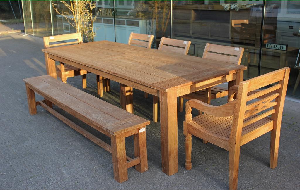 Nieuwe teak tuinmeubelen - teak tuintafel en meer bij TEAK2, Ophalen of Verzenden, Nieuw, Rechthoekig, Teakhout