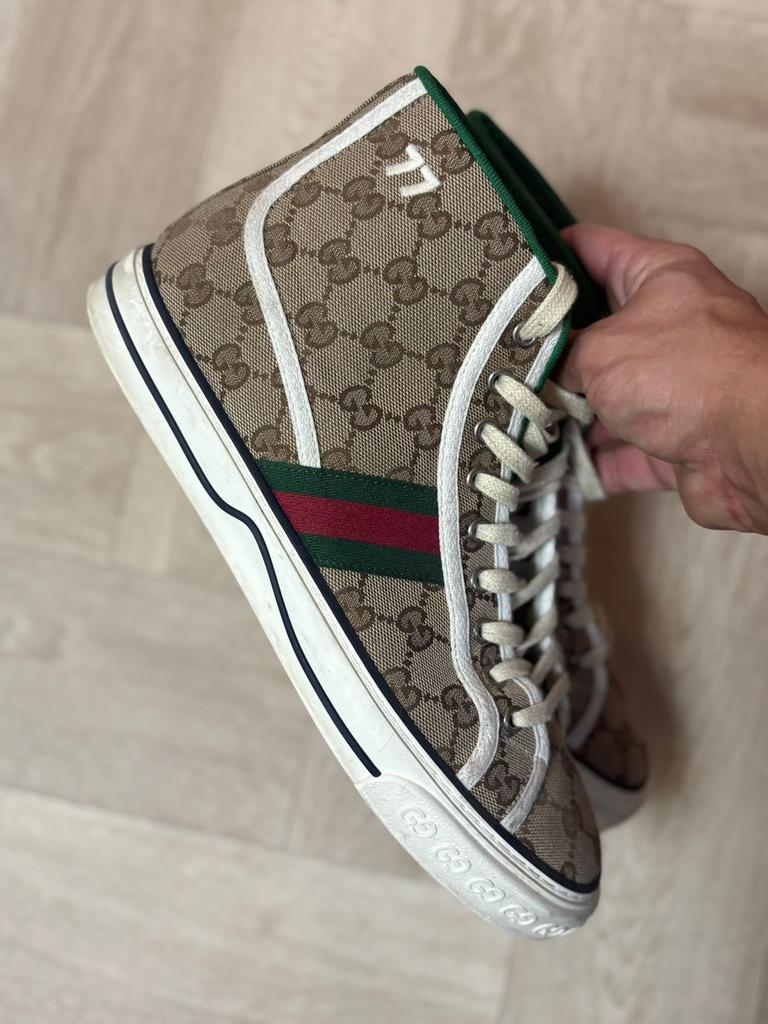 Gucci high top sneaker GG canvas beige maat 41, Ophalen of Verzenden, Zo goed als nieuw, Beige, Sneakers of Gympen