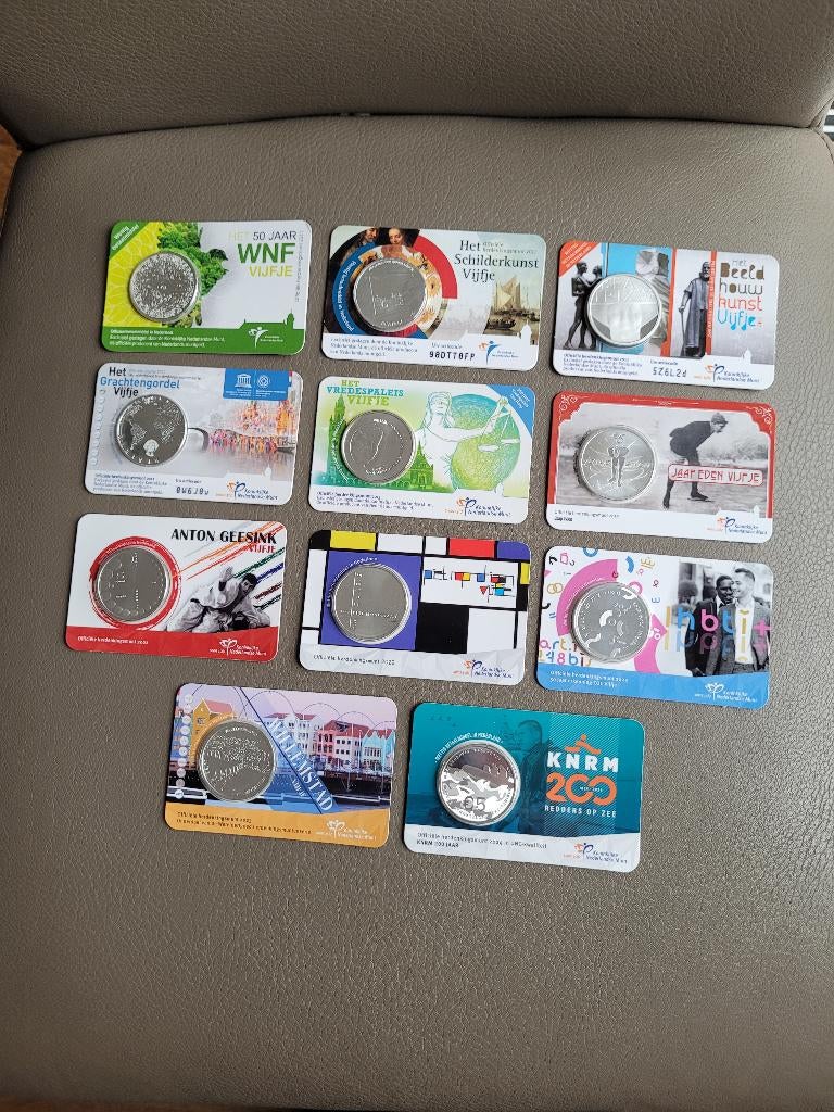 11 coincards 5 euro herdenkingsmunten, Postzegels en Munten, Munten | Nederland, Ophalen, Koningin Beatrix, Euro's, Losse munt