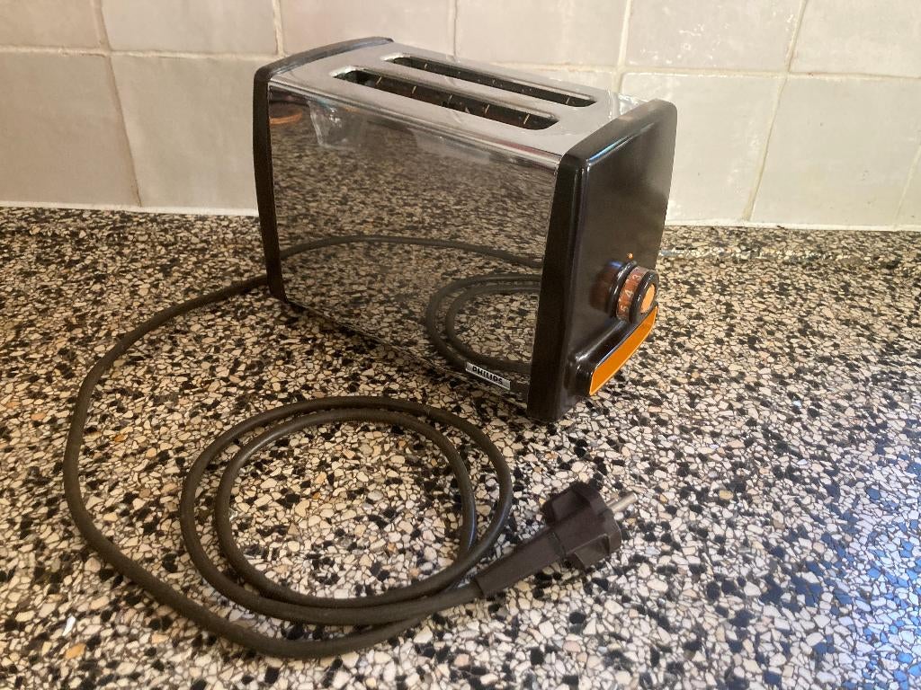 vintage Philips HD 4139 oranje bruin zilveren broodrooster, Ophalen of Verzenden, Gebruikt