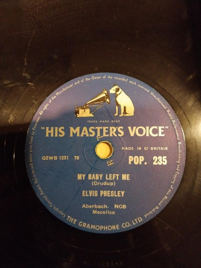 Elvis Presley - My baby left me 78RPM, Ophalen of Verzenden, Gebruikt, 10 inch