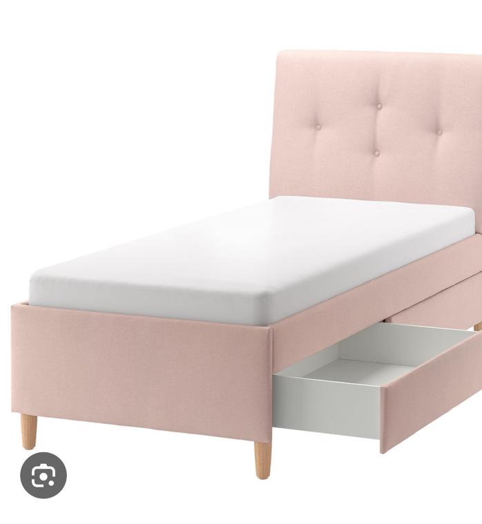 GEZOCHT bed IKEA roze IDANAS 90 x 200, Ophalen, 90 cm, Zo goed als nieuw, Hout