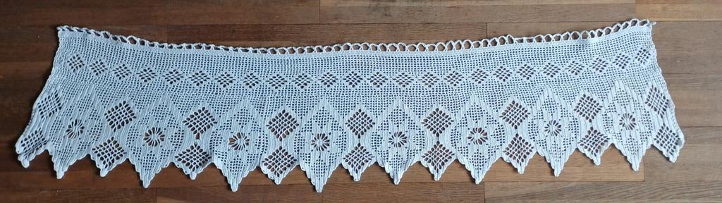 10 x Gehaakte Vitrage 15,4 meter in diverse lengtes, 100 tot 150 cm, Wit, Vintage, Ophalen of Verzenden