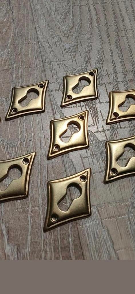 Antieke koperen Art Deco Sleutelplaten sleutelgat ornamenten, Ophalen of Verzenden