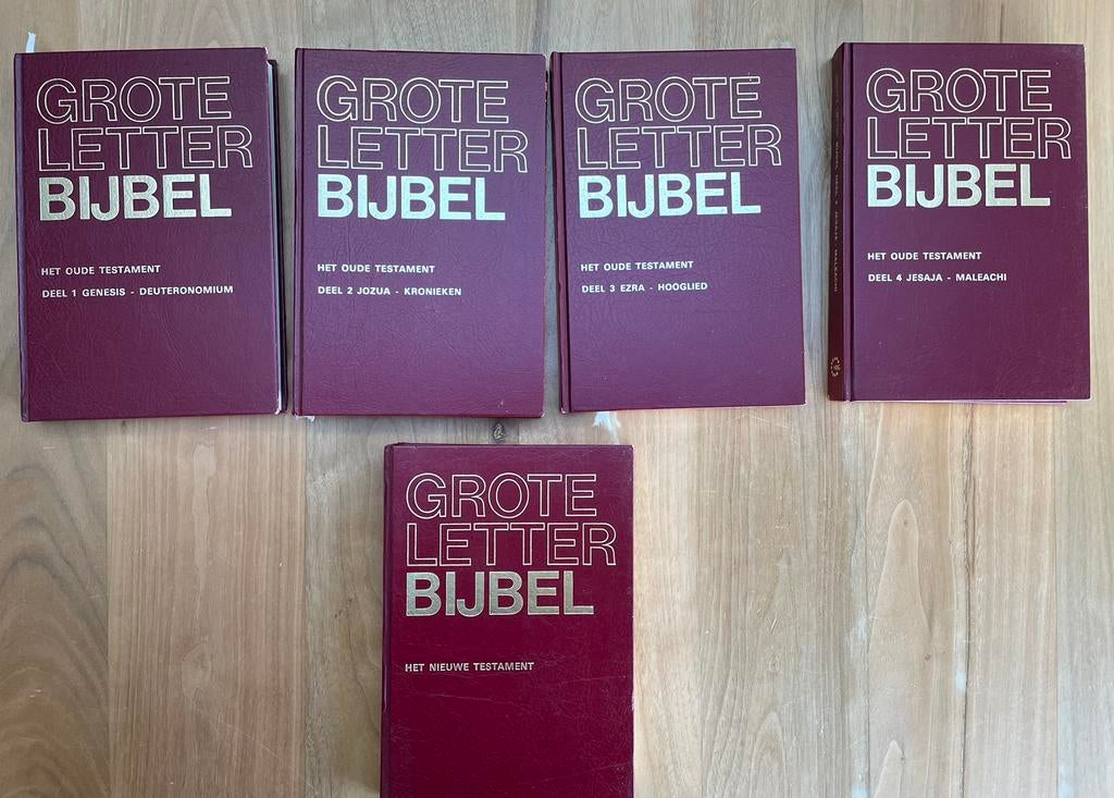 Grootletter Bijbel (5 delen), Boeken, Overige Boeken, Zo goed als nieuw, Ophalen of Verzenden