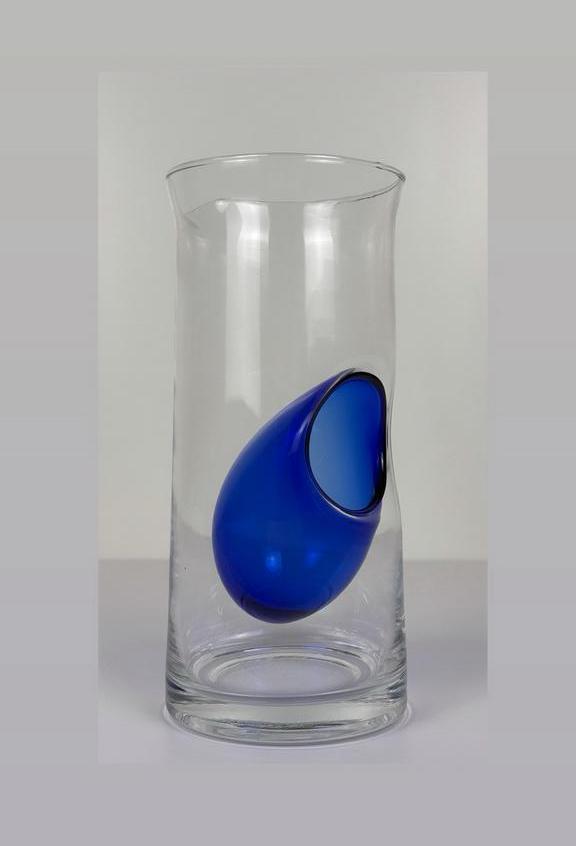 Toyo Sasaki sake wijnkaraf Japans design kobaltblauw glas, Antiek en Kunst, Ophalen