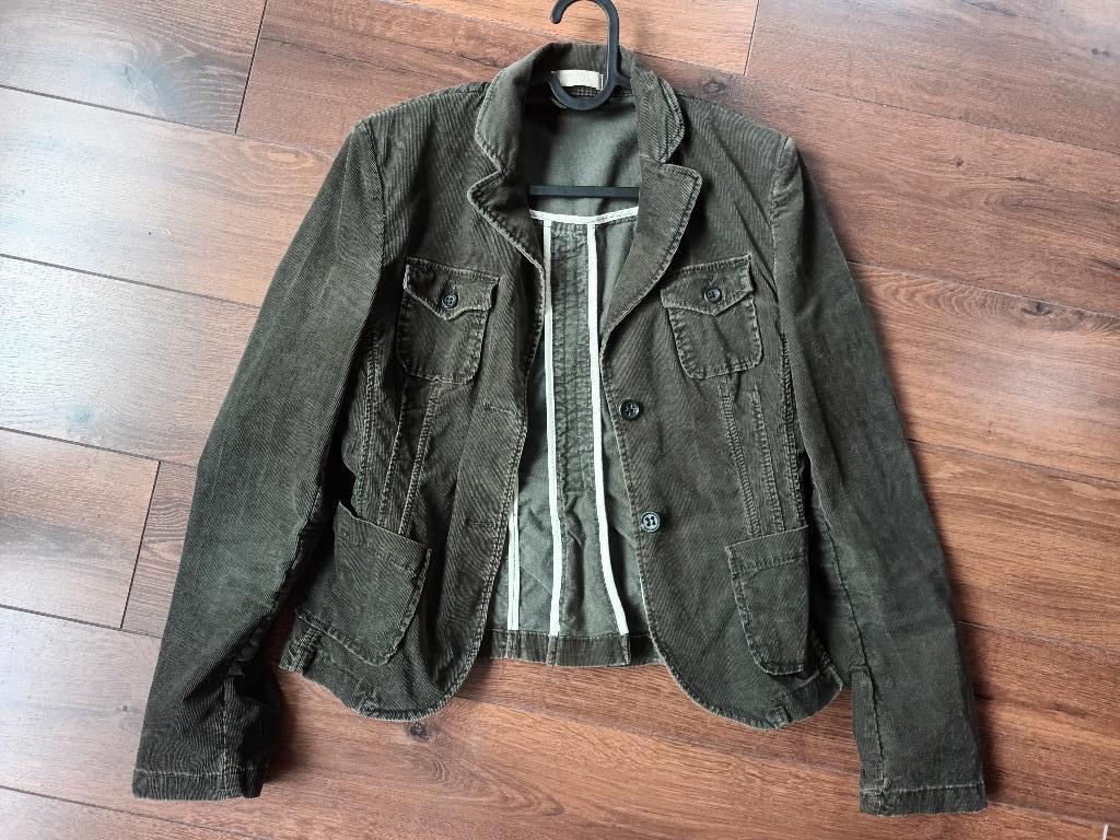 Ribstof rib stof legergroen jasje St Emile Maat 38 blazer, Maat 38/40 (M), St Emile, Ophalen of Verzenden, Jasje