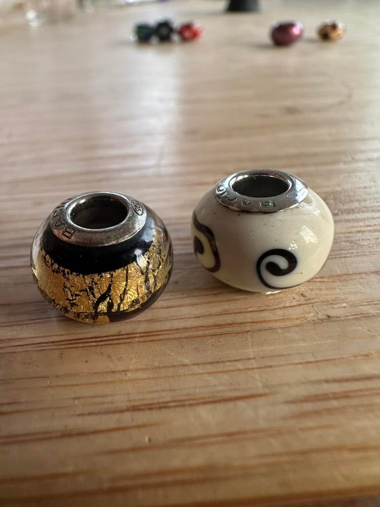 Bacio Murano 925 zilver kralen 2 stuks + extra, Overige merken, Ophalen of Verzenden, Zo goed als nieuw, 4 bedels of meer