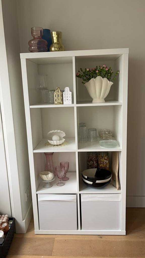 IKEA KALLAX kast wit - Open kast met 8 vakken, Huis en Inrichting, Kasten | Boekenkasten, Ophalen, Gebruikt, 100 tot 150 cm, 50 tot 100 cm
