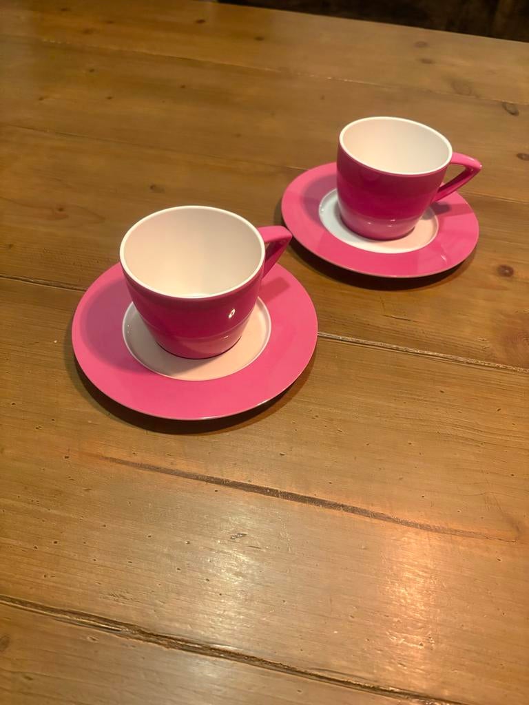 Mepal Rosti kop en schotels - 2 stuks - Roze, Ophalen of Verzenden, Gebruikt