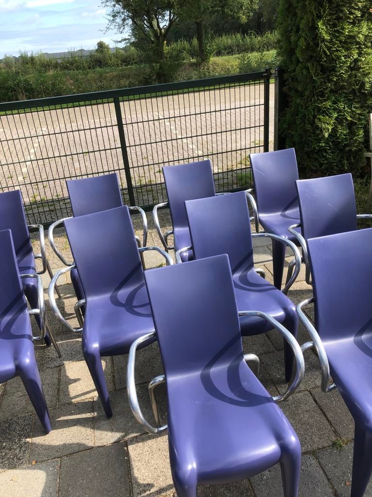 10 paarse Philippe Starck stoelen, Huis en Inrichting, Stoelen, Ophalen, Kunststof, Gebruikt, Overige kleuren