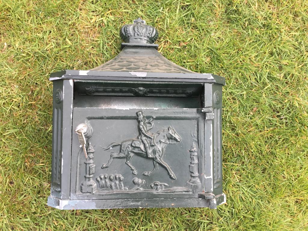 Gietaluminium brievenbus groen, Tuin en Terras, Brievenbussen, Ophalen of Verzenden, Gebruikt, Aluminium, Wandbrievenbus