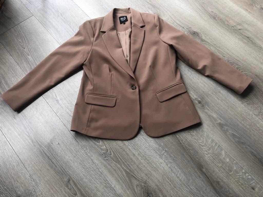 Licht bruin/beige Colbert/ Jasje MS Mode mt 46 ZGAN, Beige, Maat 46/48 (XL) of groter, Ophalen of Verzenden, Zo goed als nieuw