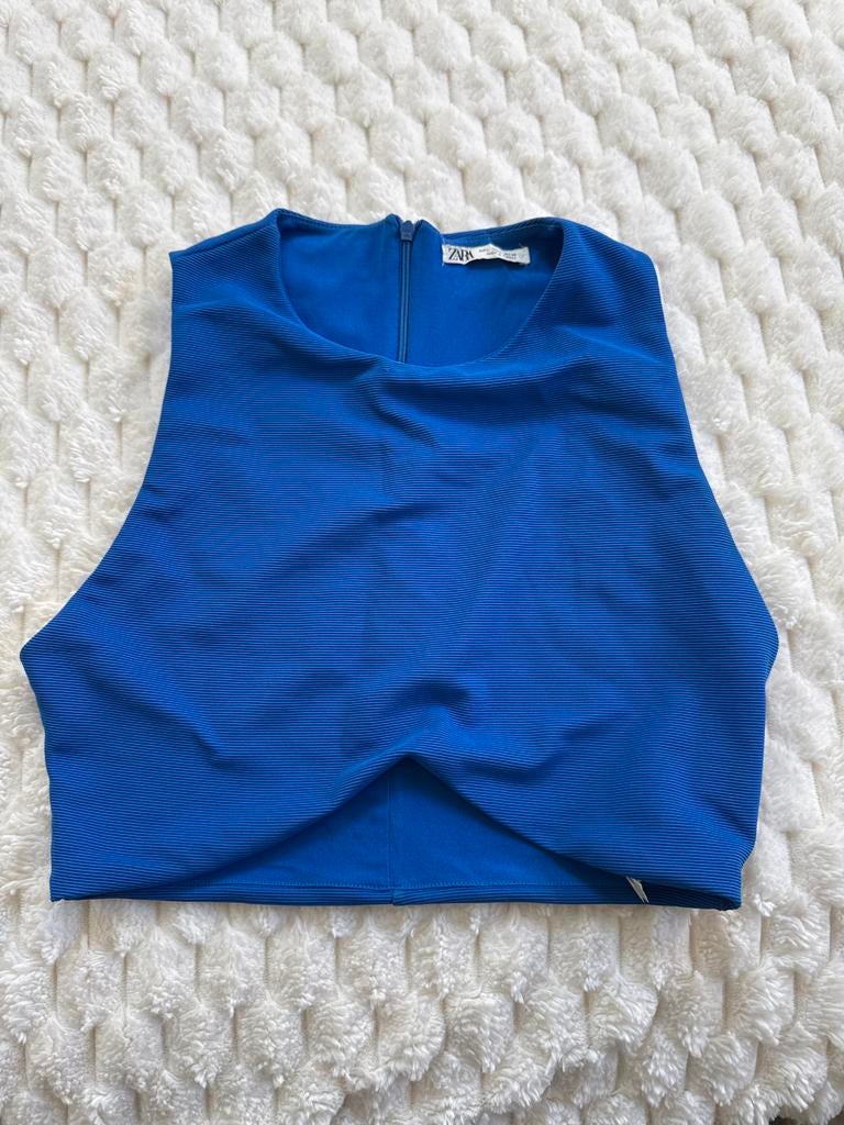 Blauwe Zara crop top zonder mouwen, Kleding | Dames, Tops, Blauw, Ophalen of Verzenden, Gedragen, Maat 36 (S)