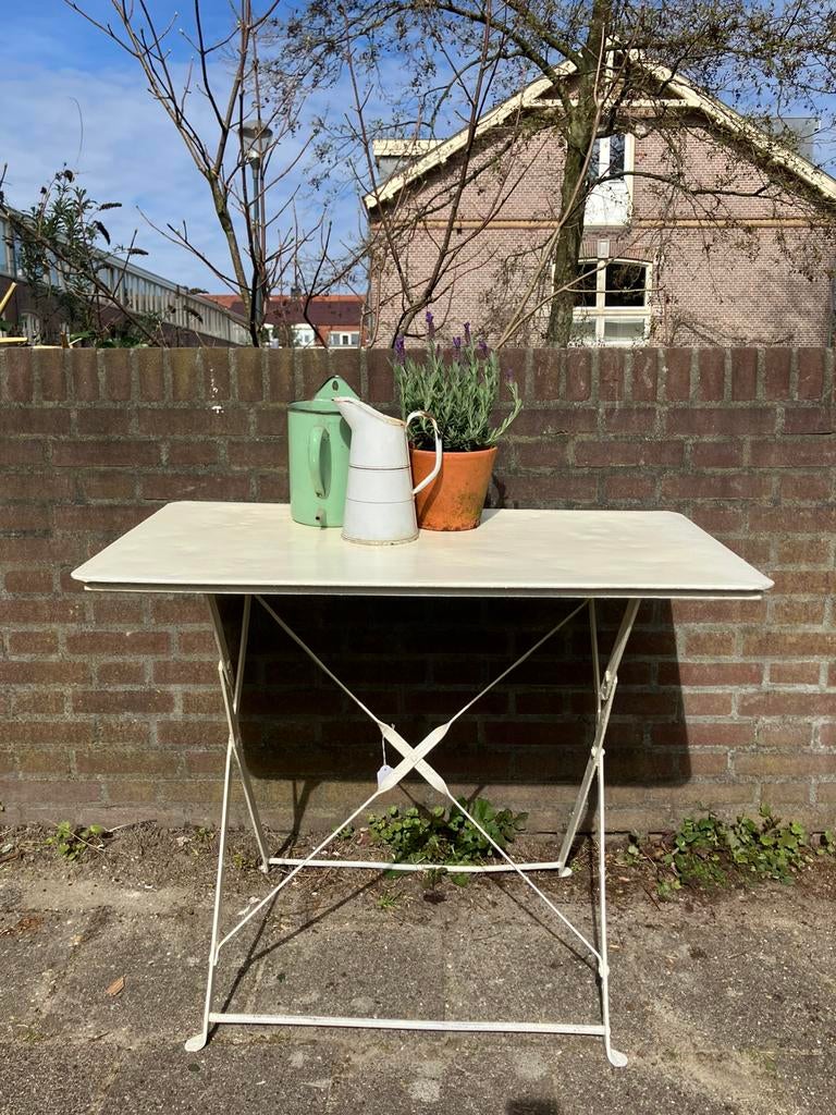 Franse tuintafel brocante, Tuin en Terras, Ophalen, Rechthoekig, Metaal