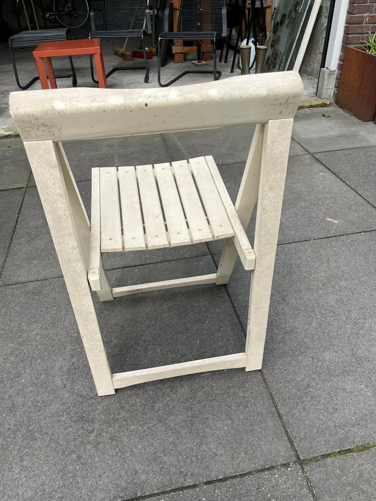 Houten klapstoelen 6 stuks, Ophalen, Gebruikt, Wit