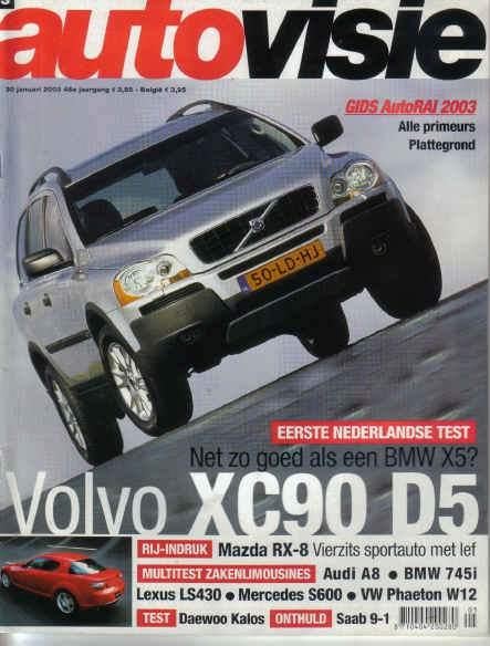 Autovisie 3 2003 : Mazda RX8 - BMW X5 - Volvo XC90 - Audi A8, Ophalen of Verzenden, Gelezen, Algemeen
