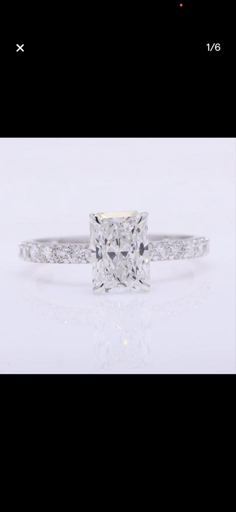 1.85ct Lab Diamanten Ring D VS2 IGI Gecertificeerd 14K Goud, Nieuw, Ophalen of Verzenden, 17 tot 18, Met edelsteen