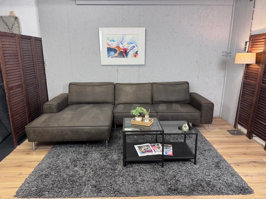 Nette Taupe Loungebank Microleer Refurbished -Gratis Bezorgd, Ophalen of Verzenden, Zo goed als nieuw, Noordkade 68A, Stof