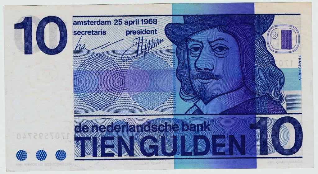 21-155 Nederland 10 gulden 1968, Verzenden, 10 gulden, Los biljet