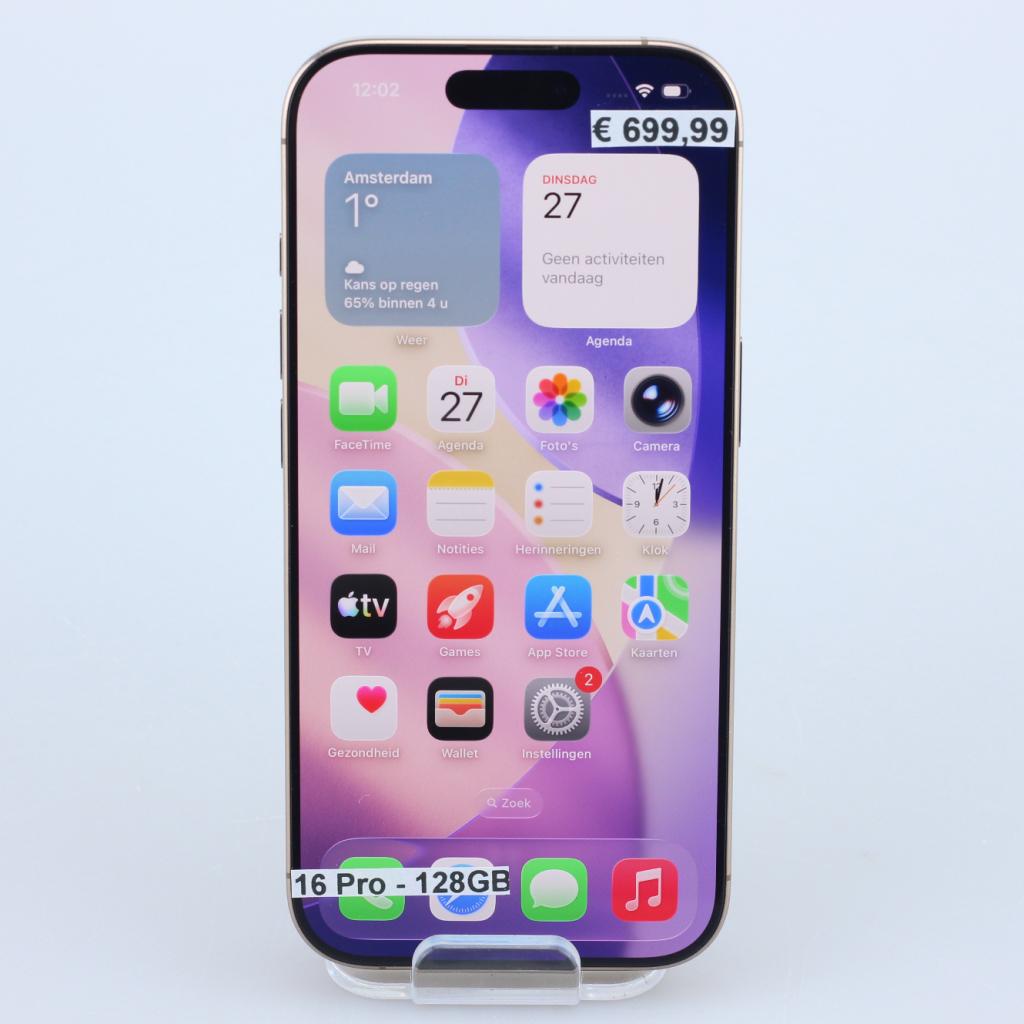 iPhone 16 Pro 128GB Dessert Titanium Actie Deal, Apple, Zo goed als nieuw, Support@apple.com, One Apple Park Way
Cupertino, CA 95014
United States