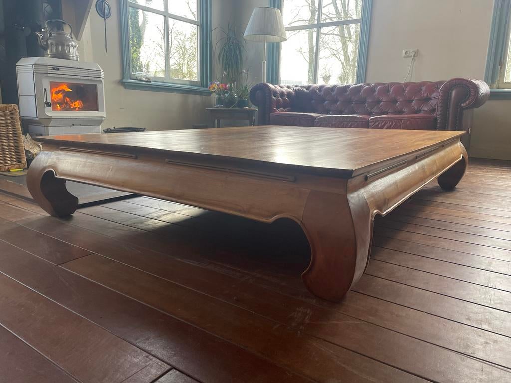 Unieke opiumtafel xxl 150 x 200 !!, Huis en Inrichting, Ophalen, Gebruikt, 150 tot 200 cm, Teakhout