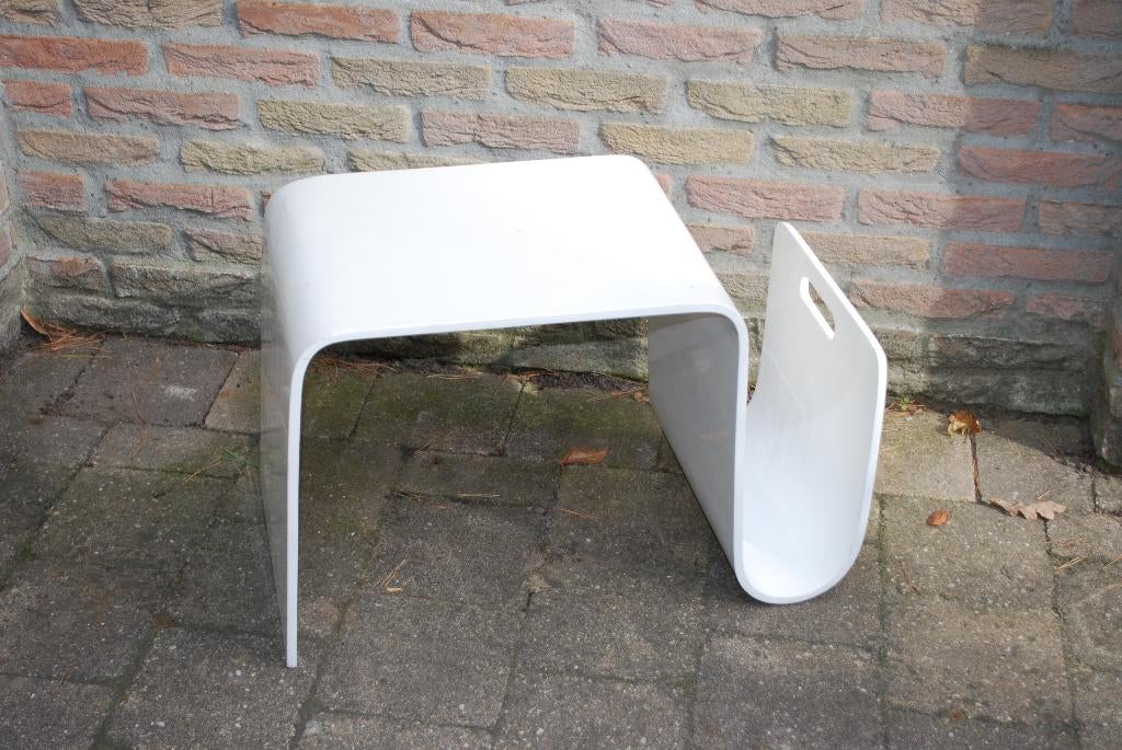 Wit Vintage Lectuurbak -Bijzettafeltje, Huis en Inrichting, Woonaccessoires | Krantenbakken en Lectuurbakken, Ophalen, Gebruikt