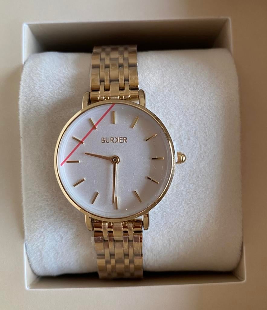 Burker dameshorloge in goudkleur, nieuw in doos, Sieraden, Tassen en Uiterlijk, Horloges | Dames, Verzenden, Nieuw, Polshorloge