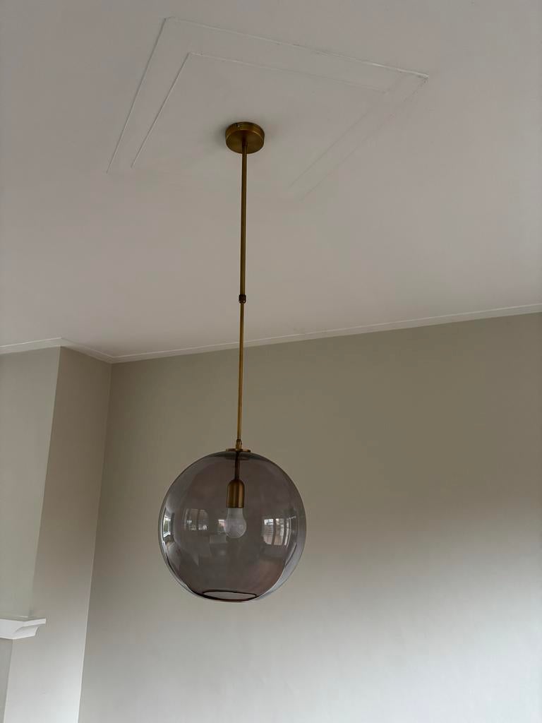 Karwei hanglamp bol vorm, Ophalen of Verzenden, Gebruikt, Glas, 75 cm of meer