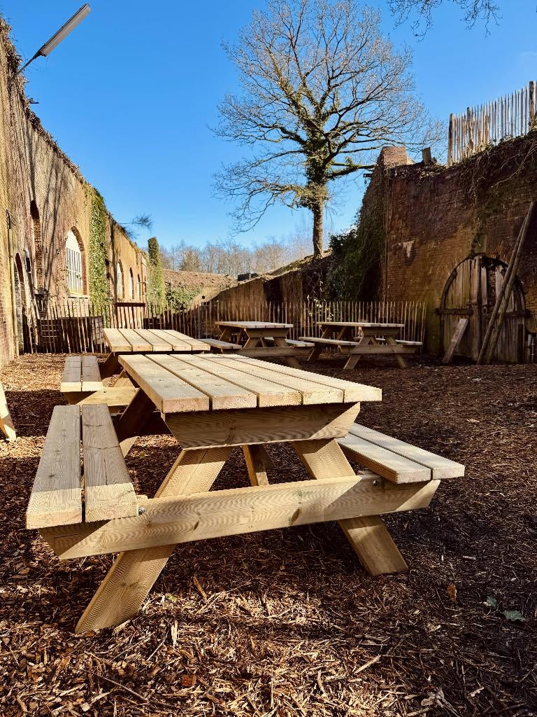 Picknicktafel Grenen, Tuin en Terras, Picknicktafels, Nieuw, Rechthoekig, Hout, Inklapbaar, Ophalen