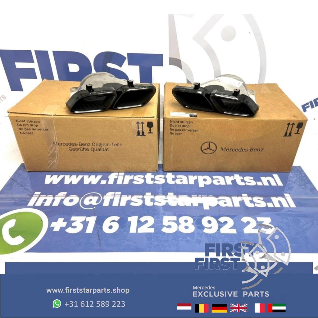 2022 FACELIFT 63 AMG UITLAATSIERSTUKKEN SET ZWART ORIGINEEL, Gebruikt, -, Ophalen of Verzenden, -