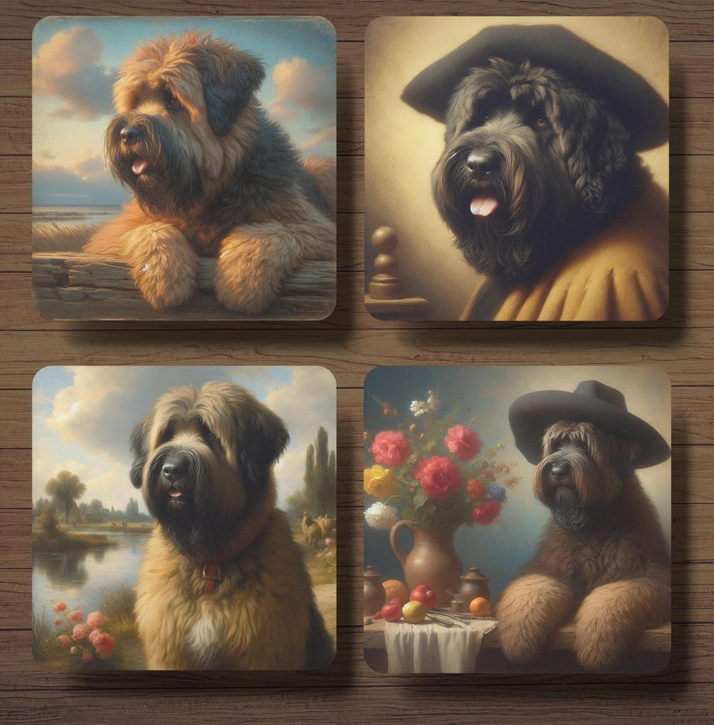 Bouvier Rembrandt stijl onderzetters met houder, Ophalen of Verzenden, Nieuw, Glas of Kopje
