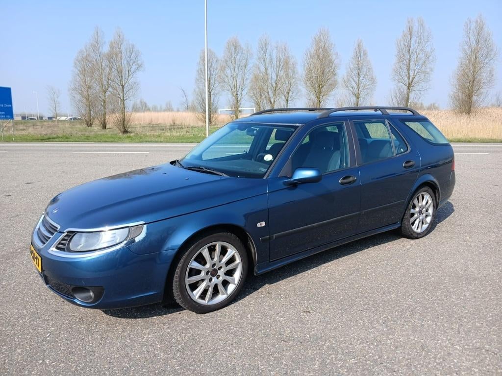 Saab 9-5 2.3 T Sport Estate AUT 2006 Blauw, Auto's, Saab, Stof, 1800 kg, 4 cilinders, 2290 cc