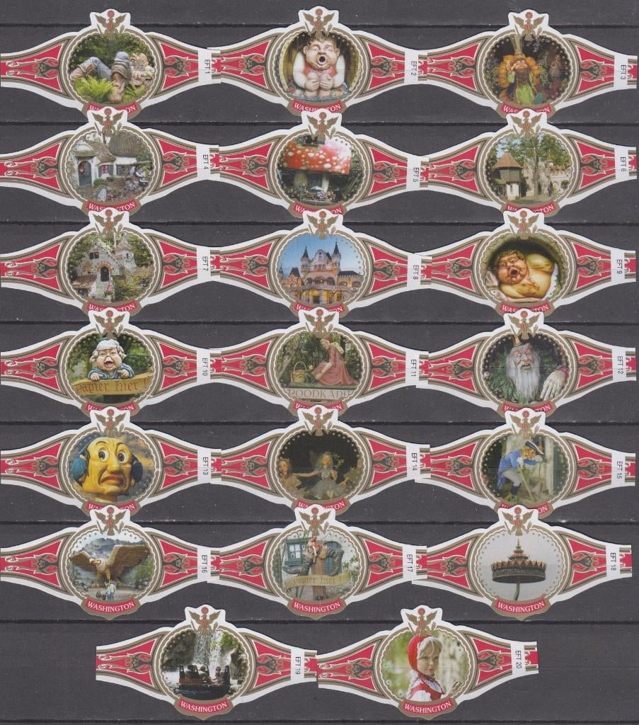 Sigarenbandjes van de Efteling, Washington EFT1-EFT20 rood, Verzamelen, Rookartikelen, Aanstekers en Luciferdoosjes, Ophalen of Verzenden