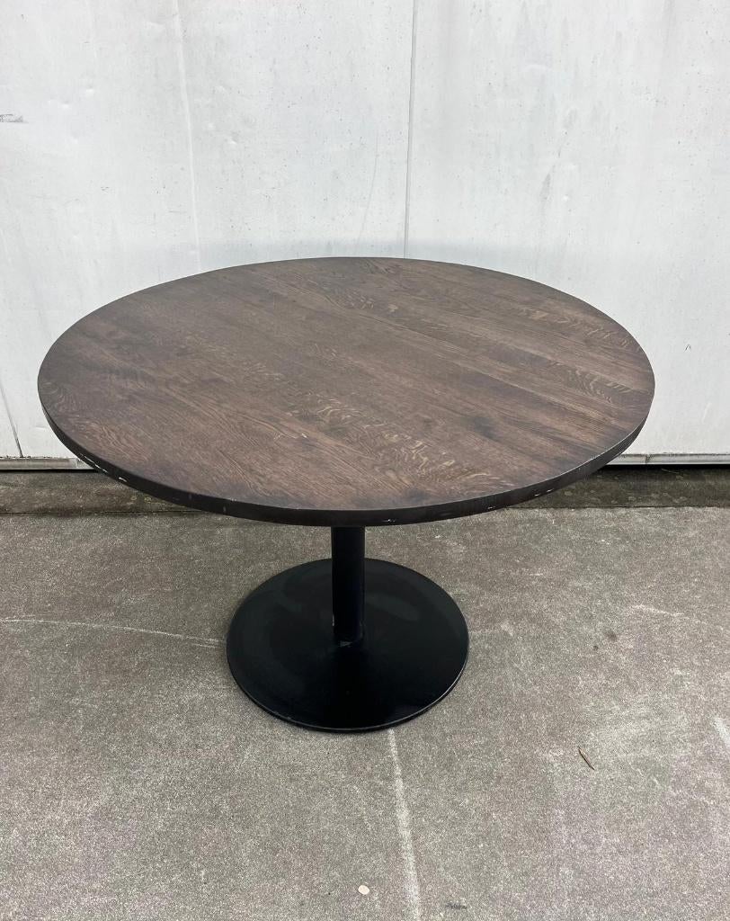 5 stuks horeca restaurant tafels rond 110 cm massief eiken, Antiek en Kunst, Ophalen