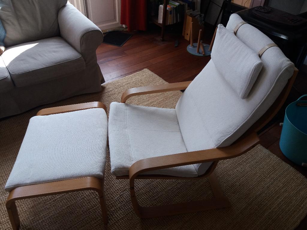 Ikea POÄNG fauteuil eiken, Huis en Inrichting, Fauteuils, Ophalen, Gebruikt, 75 tot 100 cm, Stof
