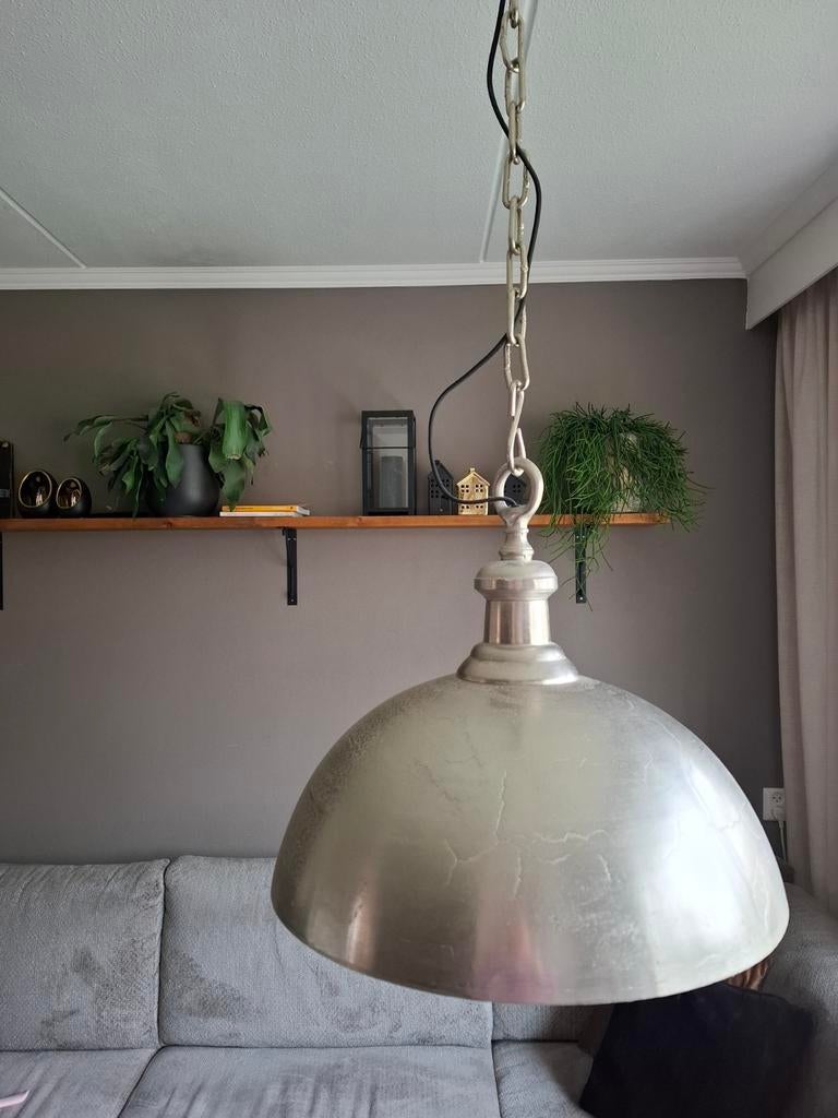 Stijlvolle hanglamp - Metaal - Zilverkleurig, Klassiek, Modern, Industrieel, 50 tot 75 cm, Ophalen of Verzenden, Zo goed als nieuw