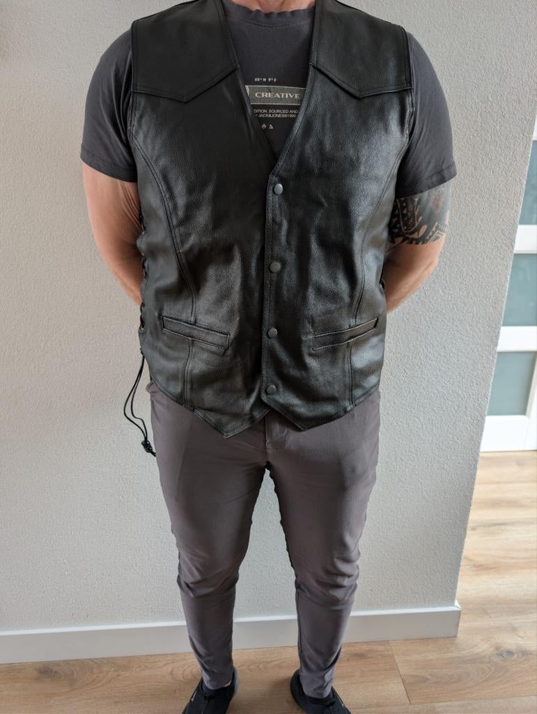 Leren motorhesje, Motoren, Ophalen of Verzenden, Tweedehands, Heren, Overige typen