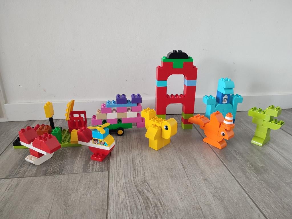 Duplo 4 sets: vliegtuig, brandweer, vrachtwagen, politie, Gebruikt, Inclusief minifiguren, Overige thema's, Ophalen of Verzenden