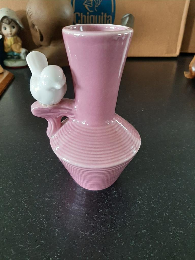 Roze vaasje met vogeltje, Antiek en Kunst, Ophalen of Verzenden