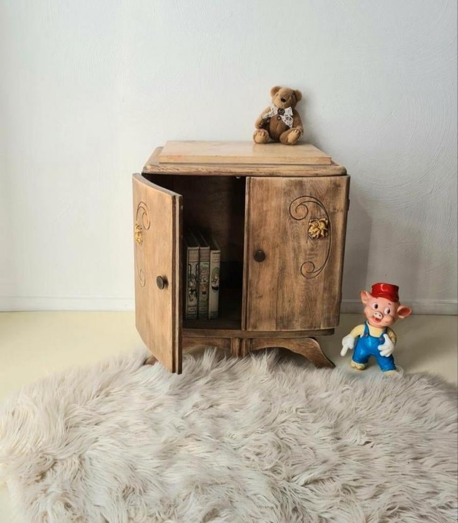 Vintage kastje nachtkastje met marmer blad, Ophalen, Minder dan 45 cm