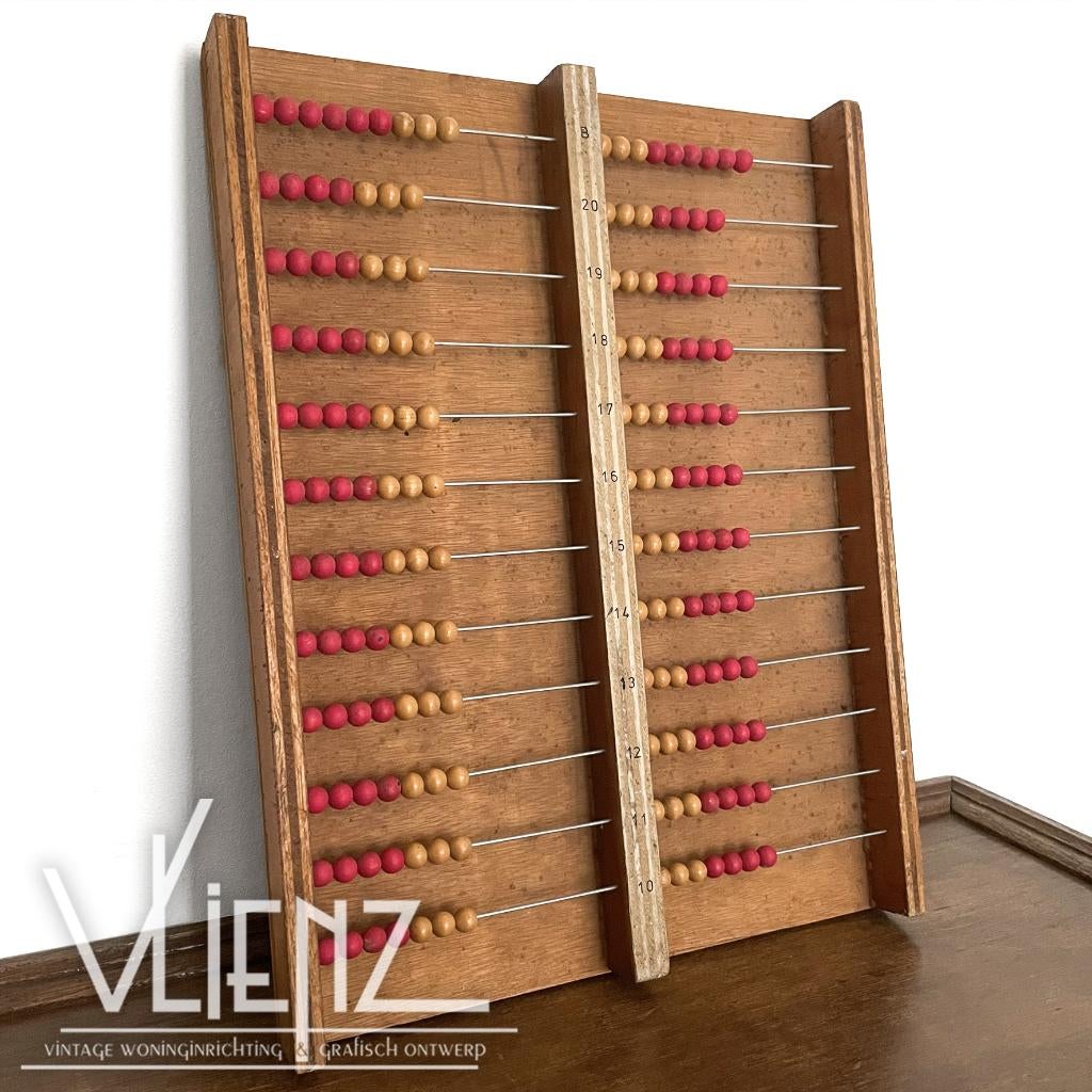 Vintage, brocante, retro telraam hout, kralen, Verzamelen, Retro, Huis en Inrichting, Ophalen of Verzenden