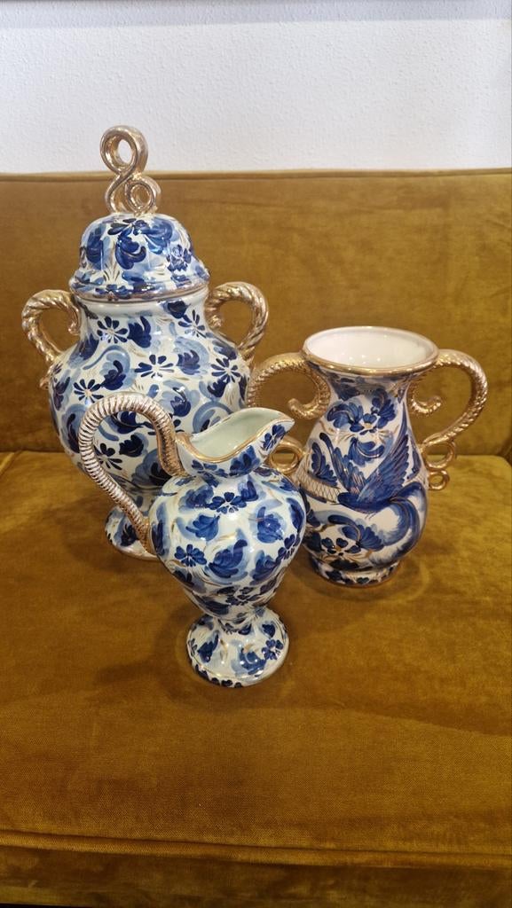 Diverse Hubert Bequet Quaregnon vazen met vogelmotief, Ophalen of Verzenden