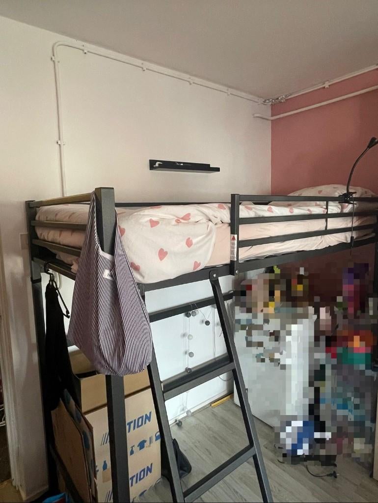 Hoogslaper Mats - antraciet inclusief matras, Huis en Inrichting, Slaapkamer | Stapelbedden en Hoogslapers, Zo goed als nieuw