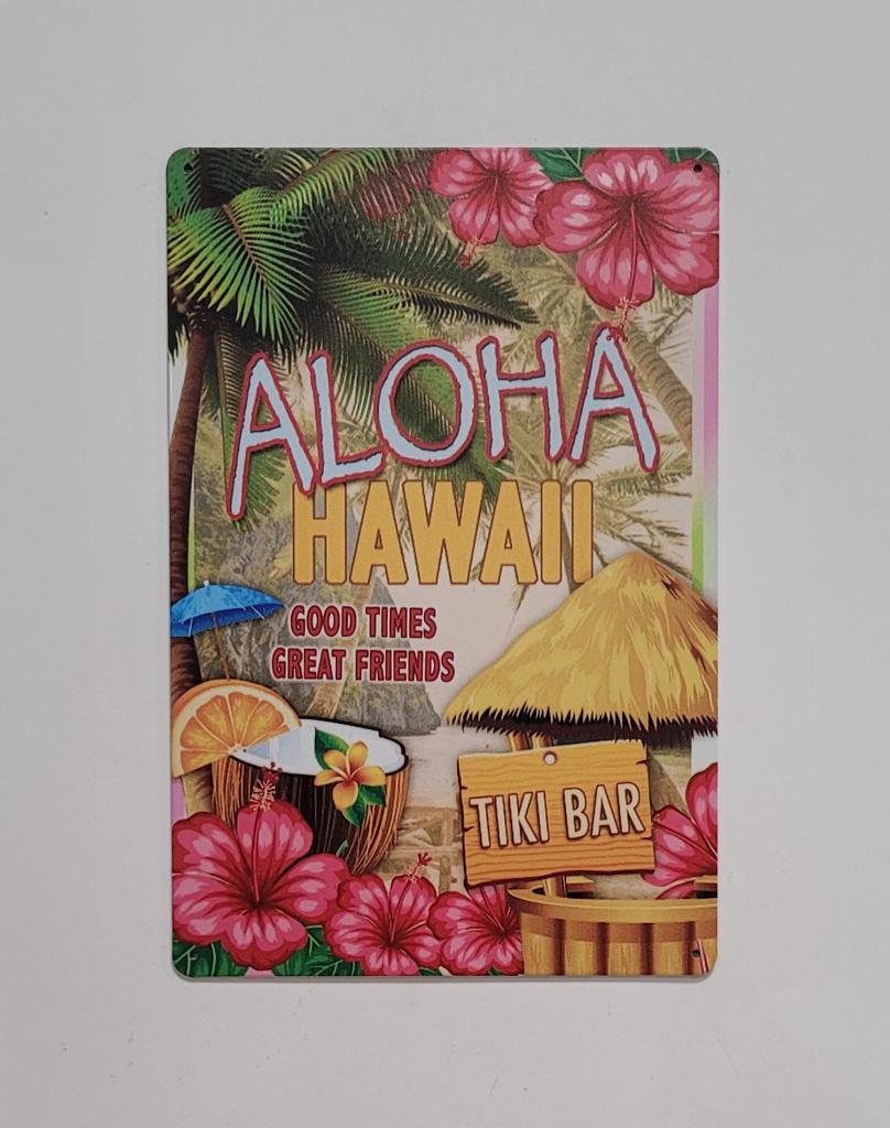Aloha Hawaii Tiki Bar reclamebord van metaal wandbord deco, Info@deconoord.nl, Deco Noord, Nieuw, Ophalen of Verzenden