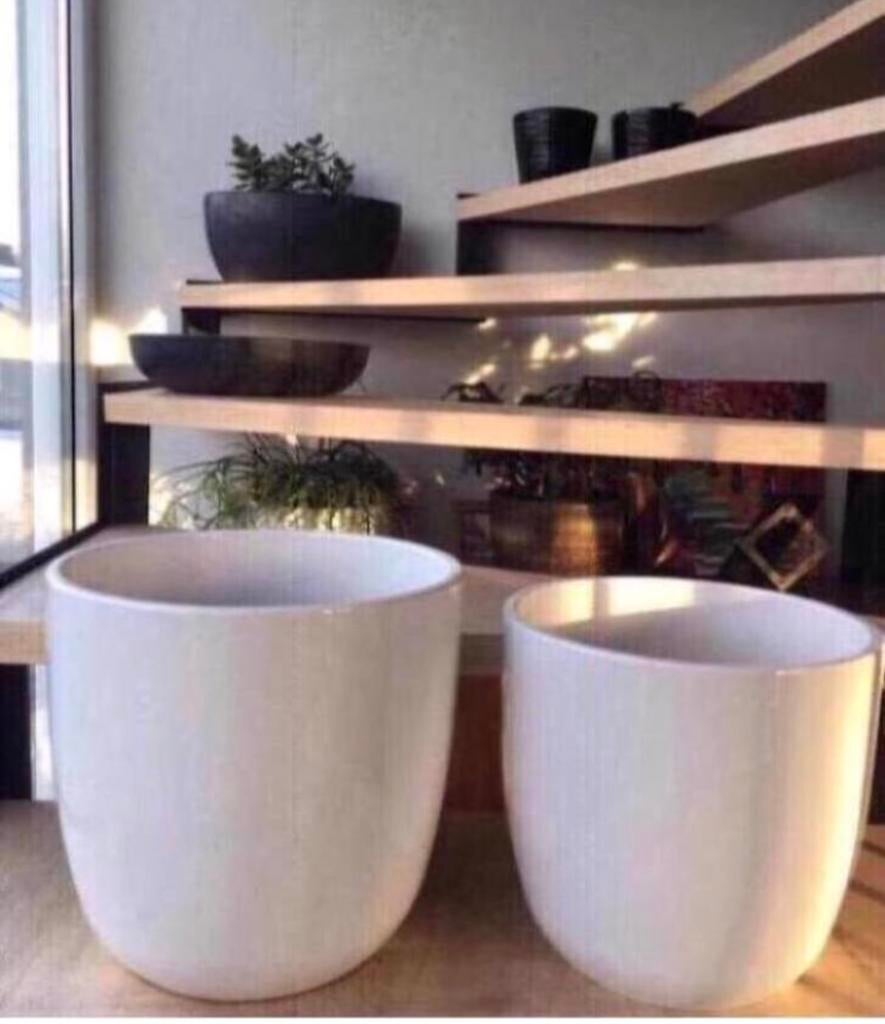 Grote luxe hoogglans keramische bloempotten overige maten, 25 tot 40 cm, Rond, Binnen, Ophalen of Verzenden