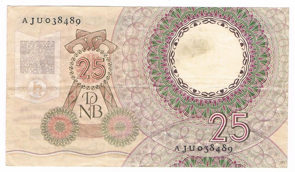 25 gulden 10 april 1955 Huygens, Postzegels en Munten, Bankbiljetten | Nederland, Ophalen of Verzenden, 25 gulden, Los biljet