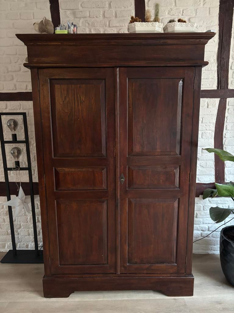 Antieke houten kast - Donkerbruin, Ophalen of Verzenden