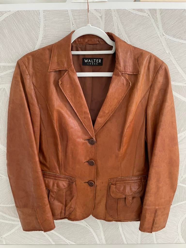WALTER LEDER jas, Kleding | Dames, Jasjes, Kostuums en Pakken, Bruin, Maat 42/44 (L), Ophalen of Verzenden, Zo goed als nieuw